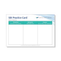 CCL's Feedback That Works: Coach With Conversations - Tips for Practicing SBI note pad.