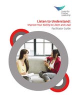The cover of "Listen to Understand: Improve Your Ability to Listen and Lead" Facilitator Guide. 